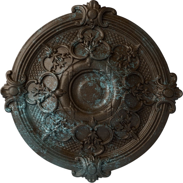 Ekena Millwork Hamilton Ceiling Medallion (Fits Canopies up to 3 3/4"), 17 3/8"OD x 1 3/4"P, Bronze Blue Patina CM17HABBS - main